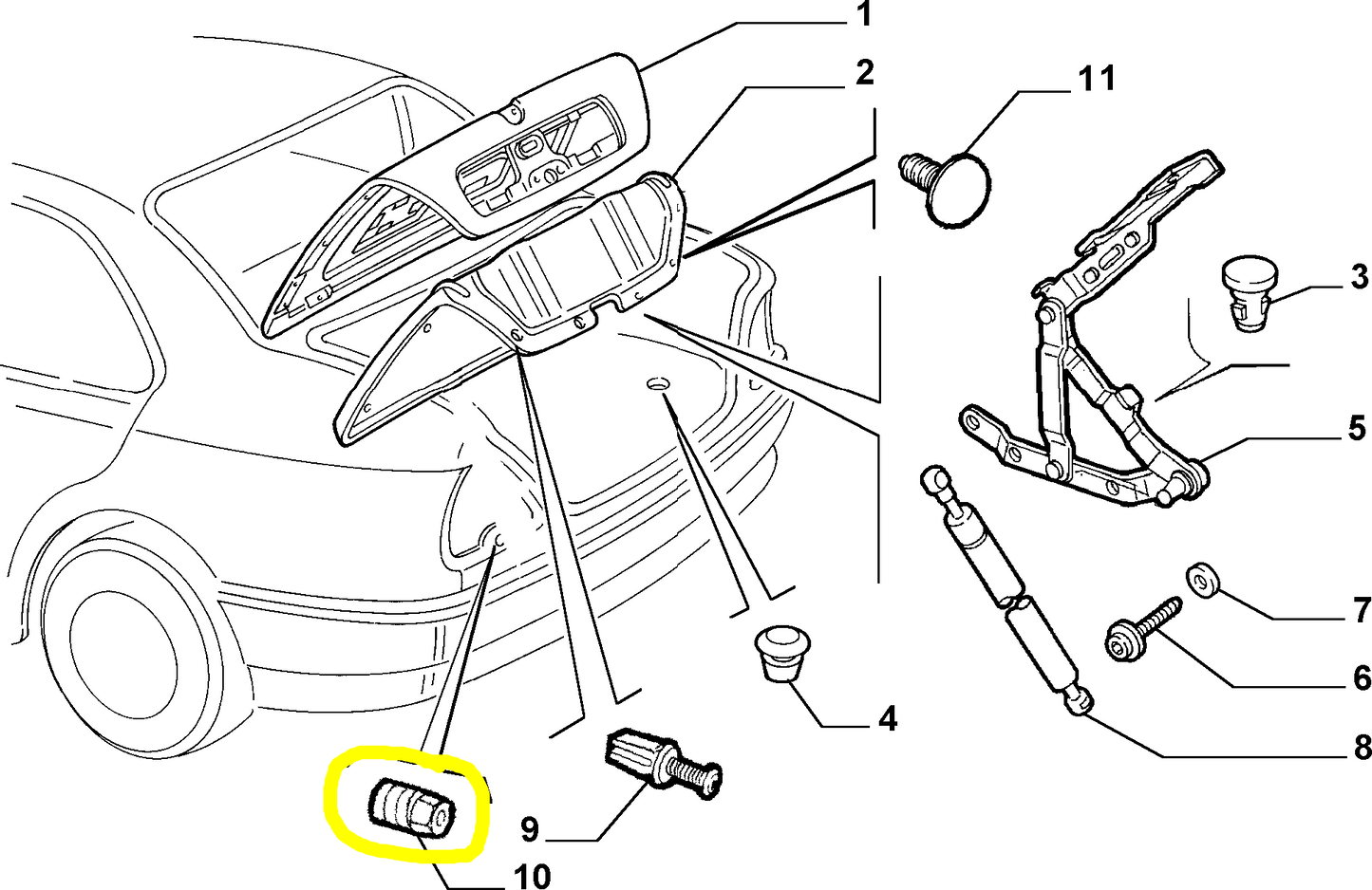 Lancia Lybra Fiat Multipla Boot Lid Pad New Original 46543373 46849386