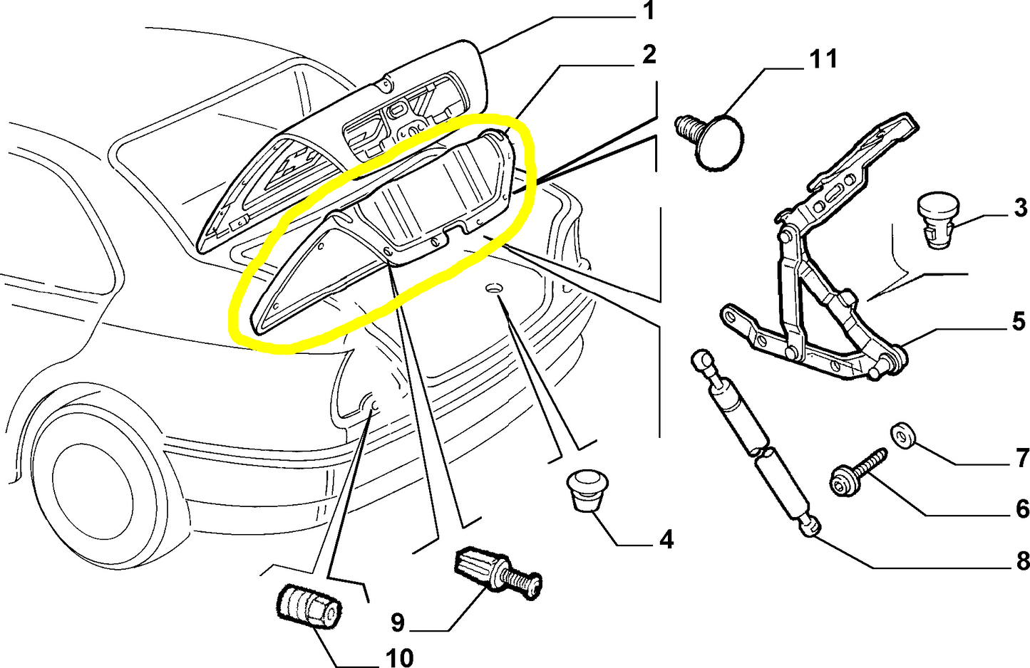 Lancia Lybra Boot Lid Lining New Original 735265863