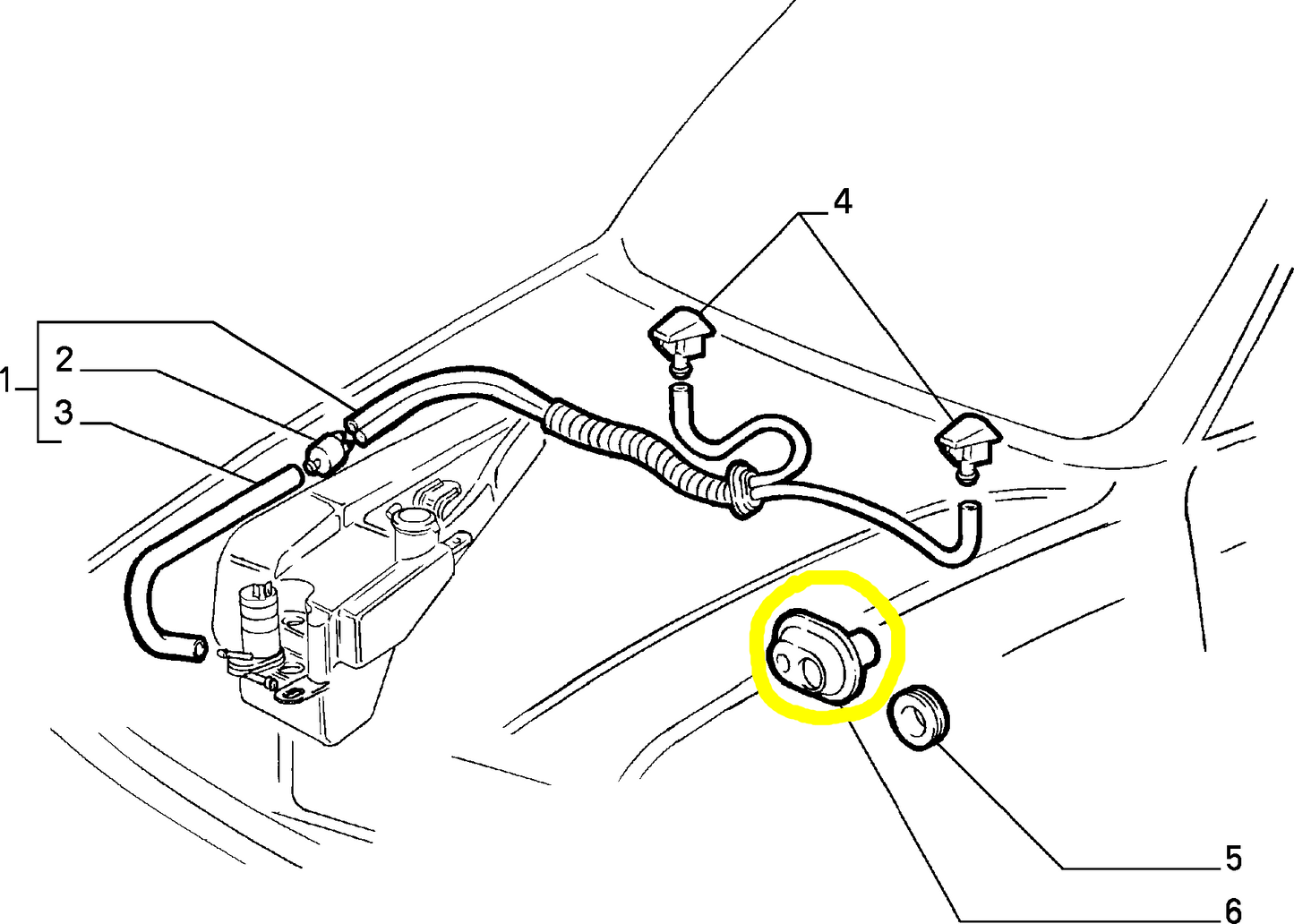 Lancia Dedra 1600 Guarnizione di Tenuta Tubo Getto Spruzzatore Tergicristalli Nuova Originale 7679748