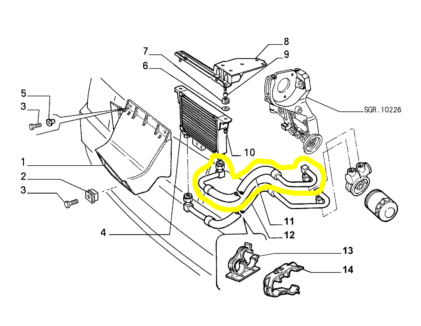 Lancia Delta TD e Dedra TD Tubo Radiatore Olio Nuovo Originale 46520321 46464946