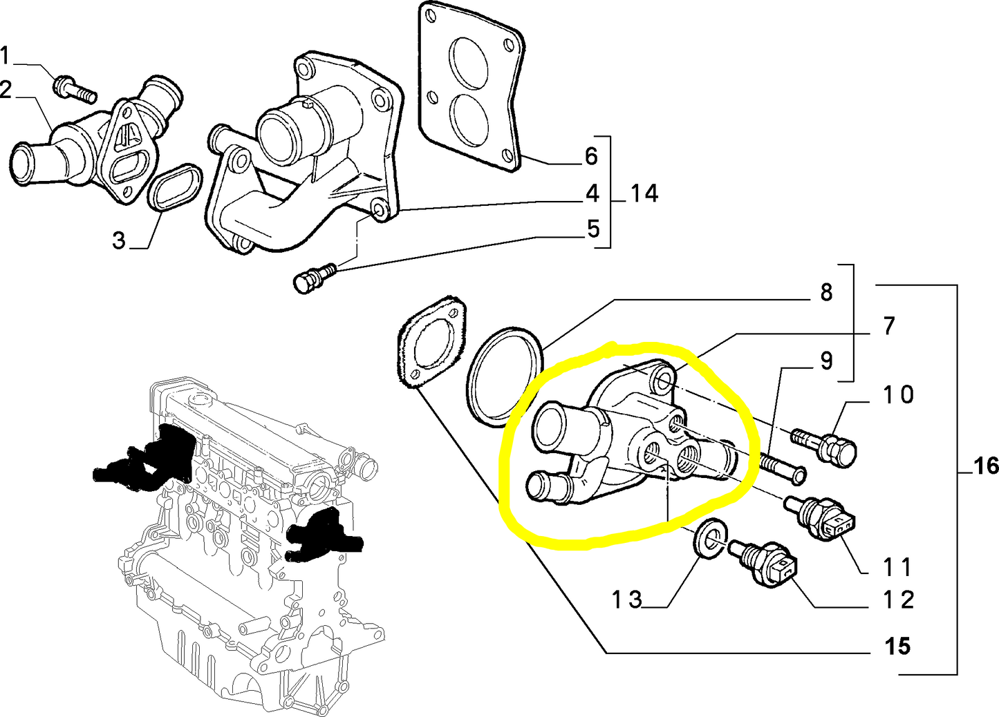 Lancia K 2400 TD Water Pump Complete Union New Original 7776162 46528922