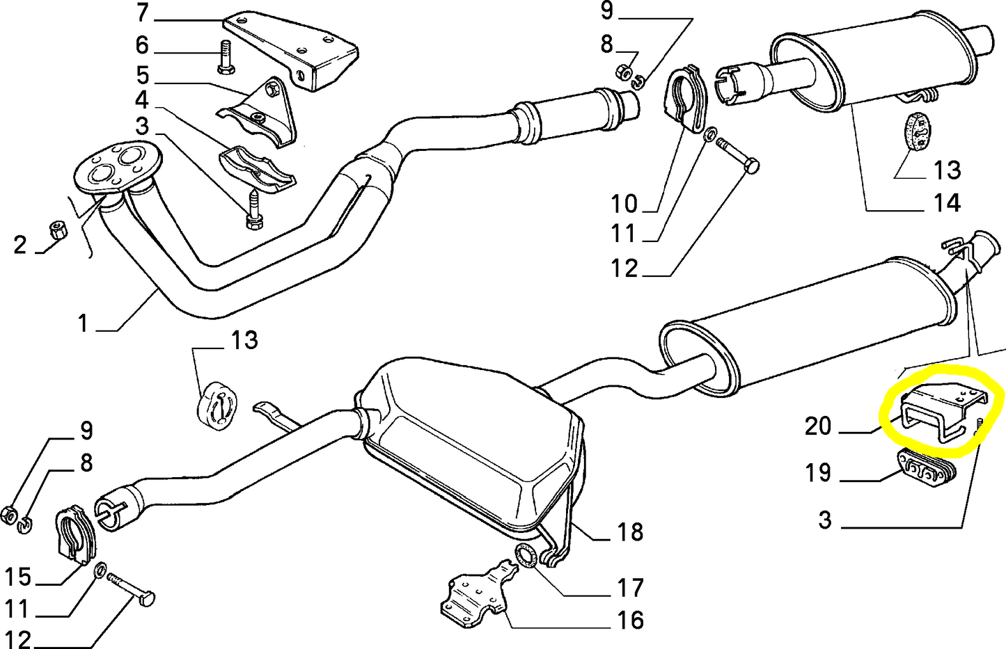 Lancia Dedra Staffa Silenziatore Centrale Supplementare Nuova Originale 46410866 76718025
