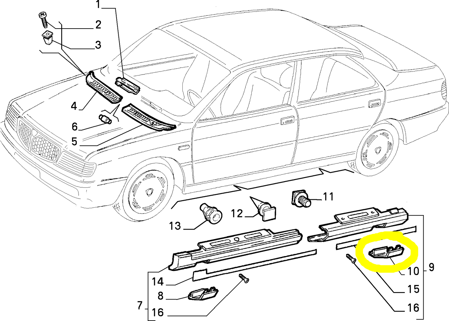 Lancia Delta Dedra Integrale Tappo Modanatura Esterna Posteriore Sinistra Nuova Originale 82477270 82462147