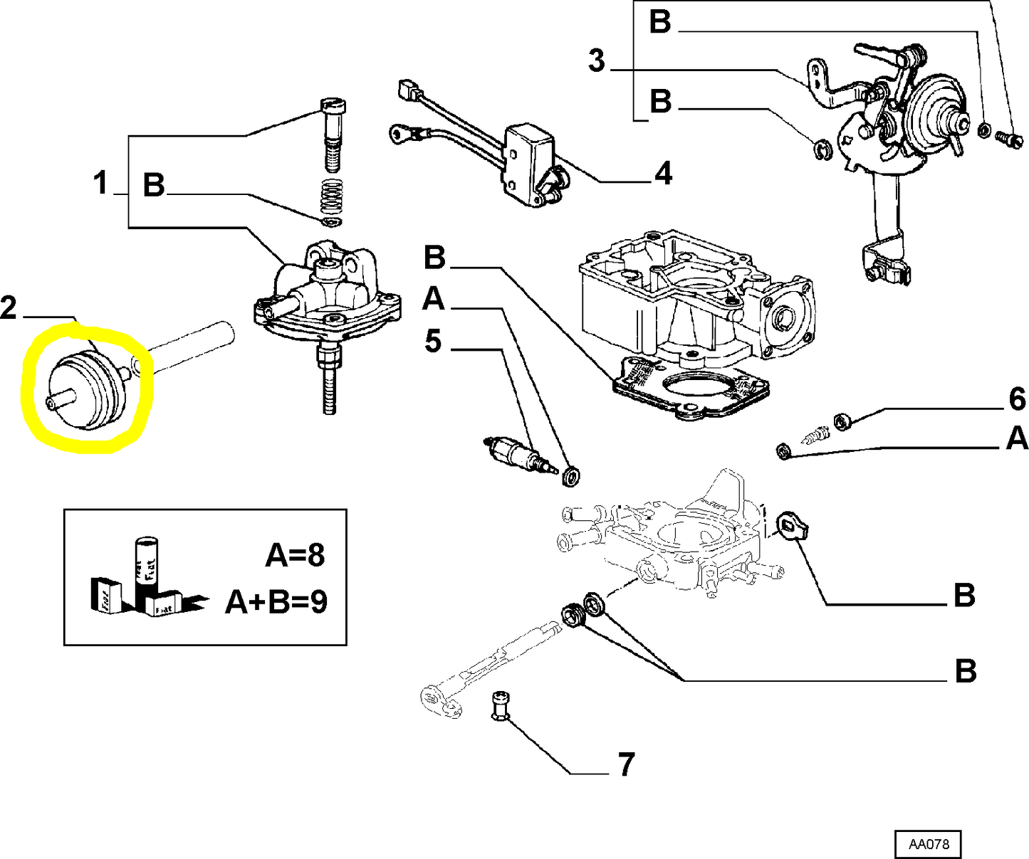 Autobianchi Y10 Fiat Panda e Uno Valvola Carburatore Nuova Originale 9938405