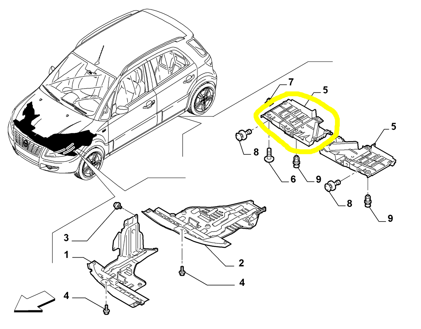 Fiat Sedici Rear Right Frame Protection New Original 71750419