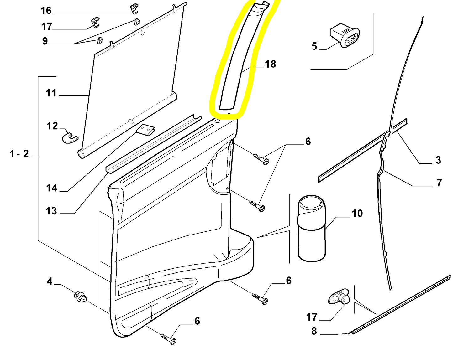 Lancia Phedra Fiat Ulysse Right Sliding Door Covering New Original 1487414797