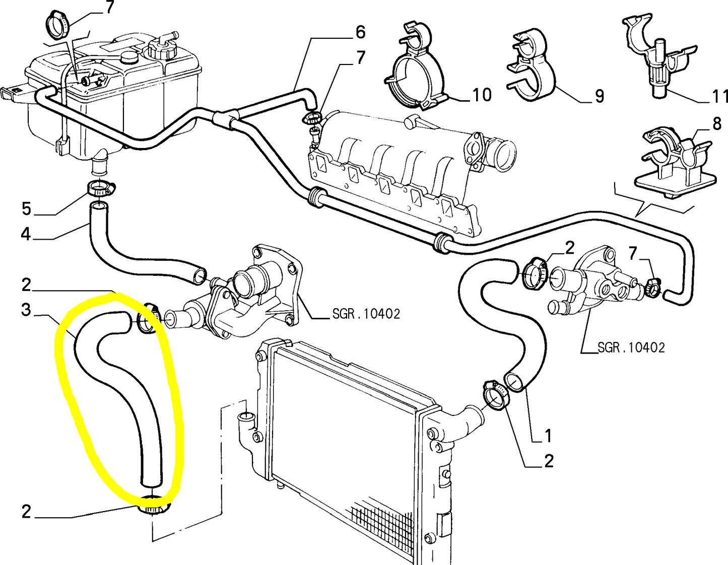 Lancia K 2400 TD Manicotto Flessibile Radiatore Nuovo Originale 7796830