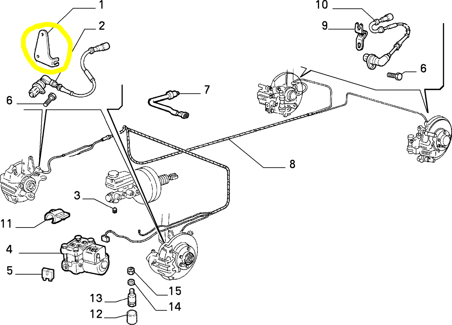 Lancia Thema Fiat Croma Staffa Sensore ABS Anteriore Sinistro Nuova Originale 82439145