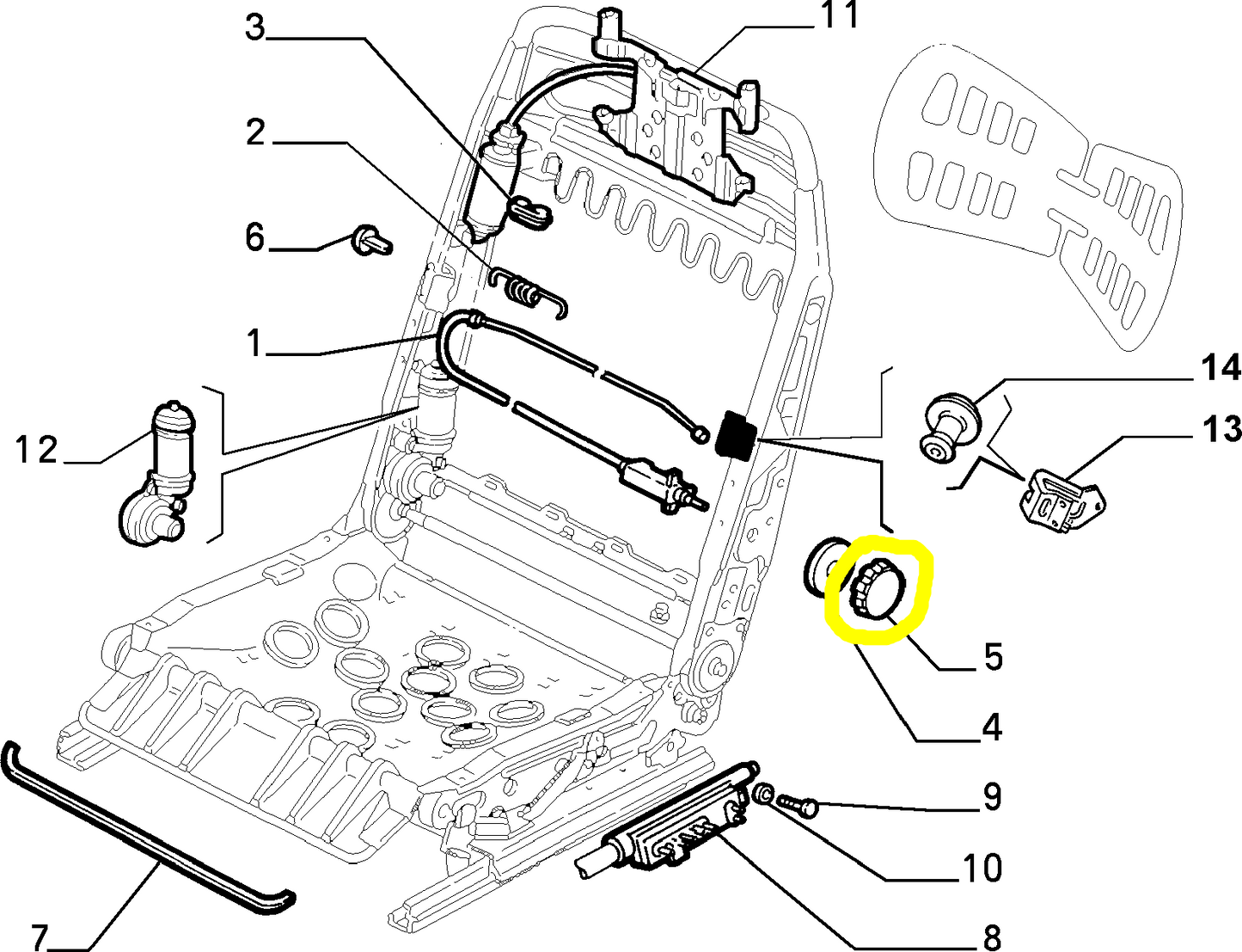 Lancia K Pomello regolazione Lombare Sedile Anteriore Nuovo Originale 126913636