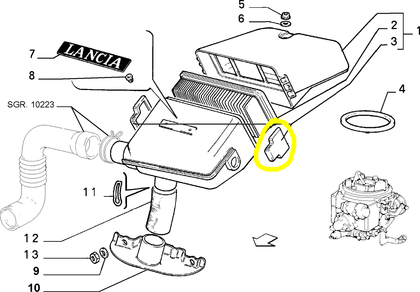 Autobianchi Y10 Fiat Panda Punto Tipo Uno Molletta Scatola Filtro Aria Nuova Originale 96107417