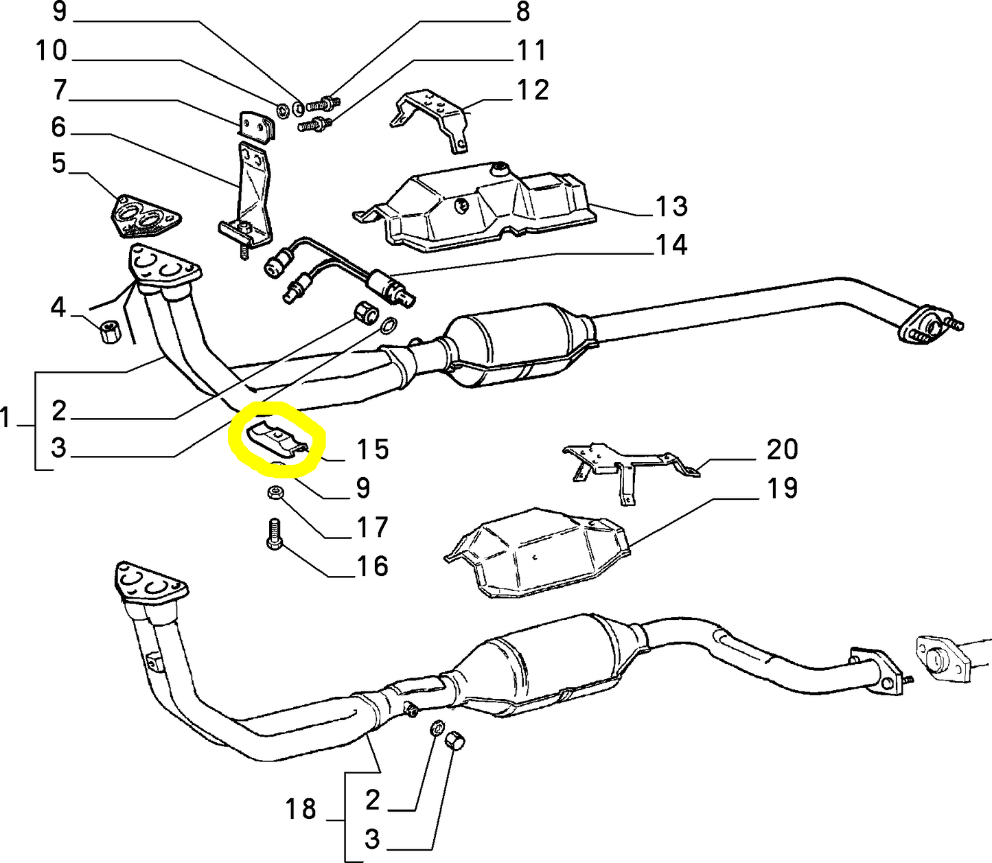 Autobianchi Y10 1100 Staffa Tubo Collettore di Scarico Nuova Originale 7673302