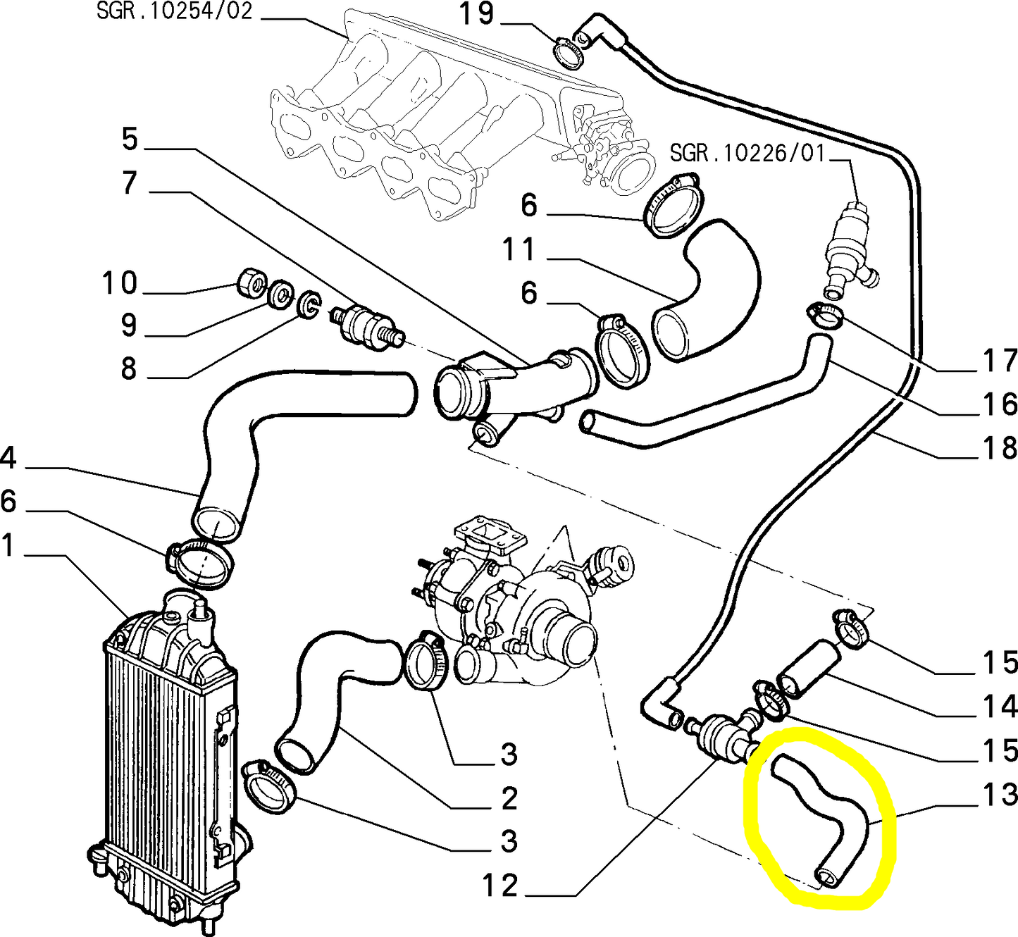 Lancia K and Thema 2000 TB Turbocharger Solenoid Valve Hose New Original 7785158 82479547