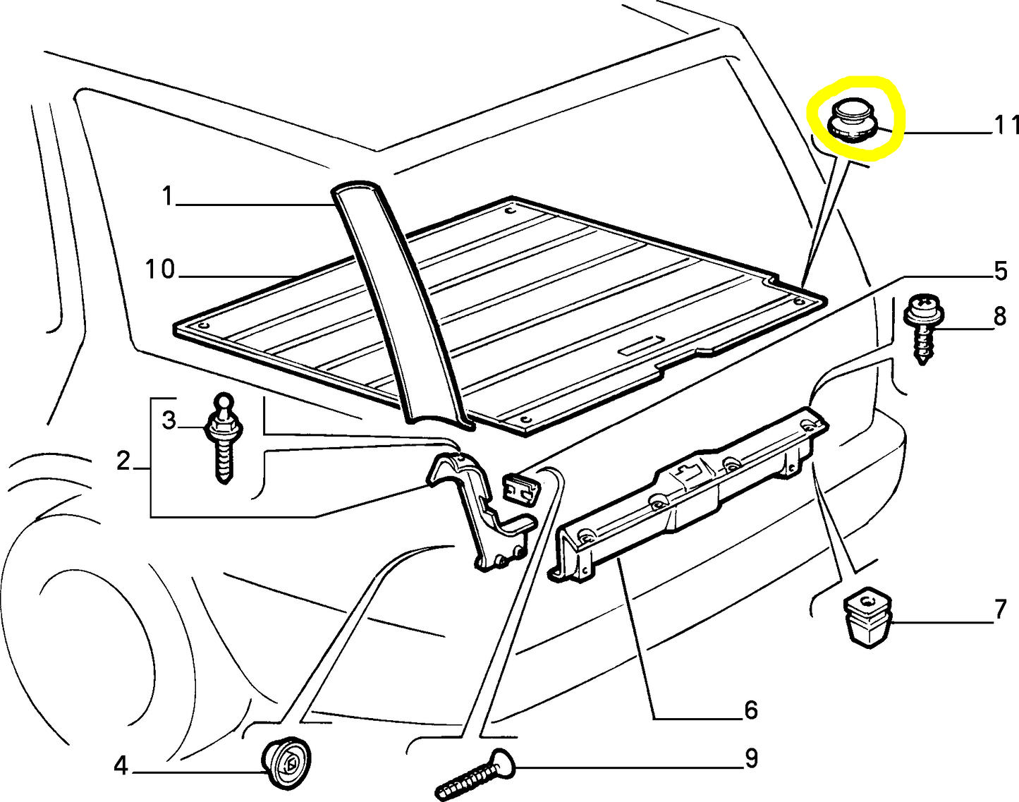 Lancia Thema SW Pulsante Tendina Vano Bagagliaio Nuovo Originale 82470571
