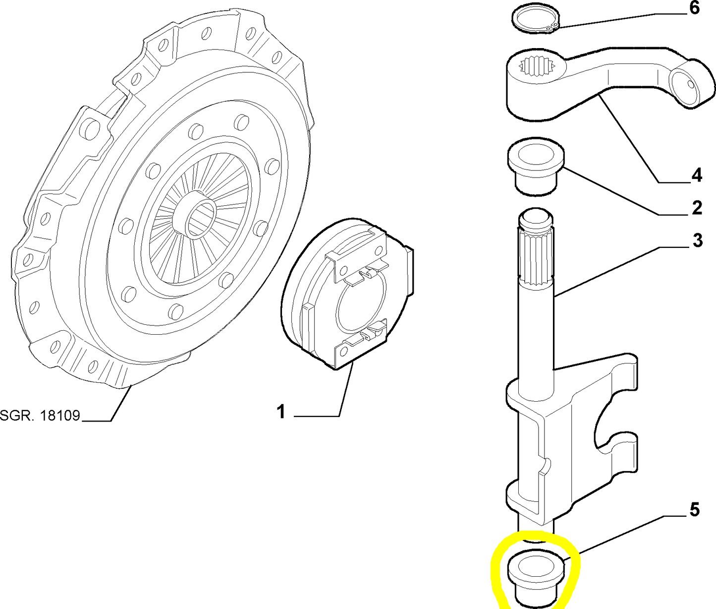 Lancia Musa Ypsilon e Y Boccola Albero Frizione Nuova Originale 46543812 7681339