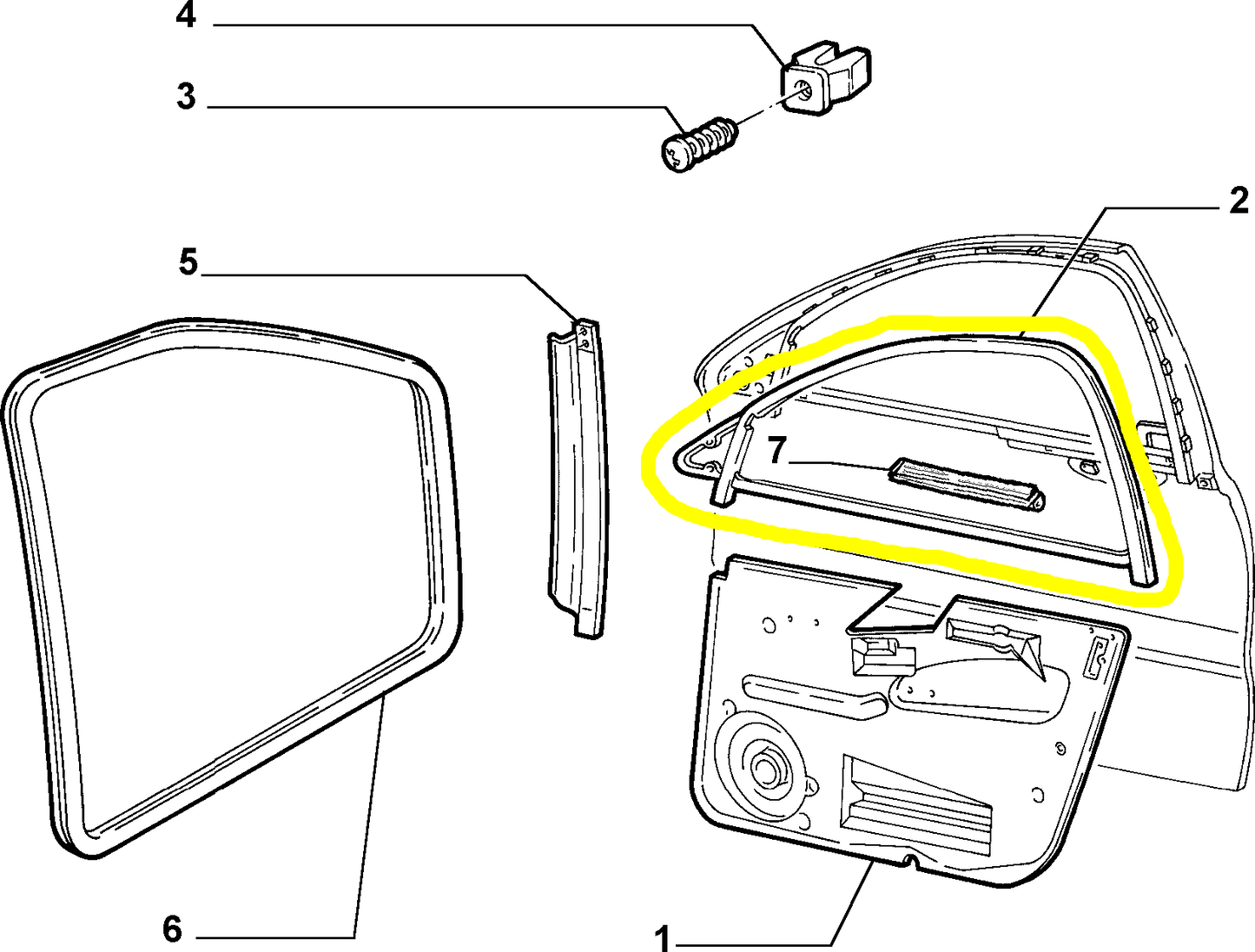 Lancia Lybra Front Left Window Rubber Weather Strip New Original 46808319 46769045