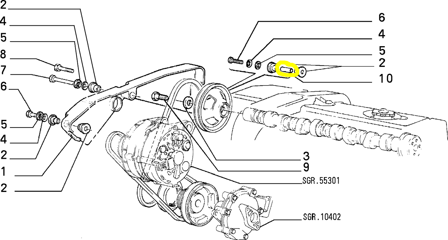 Lancia Thema TD Fiat Croma TD Tubo Puleggia Albero a Camme Nuovo Originale 4717072 - Raggi's Collectibles' Automotive Art