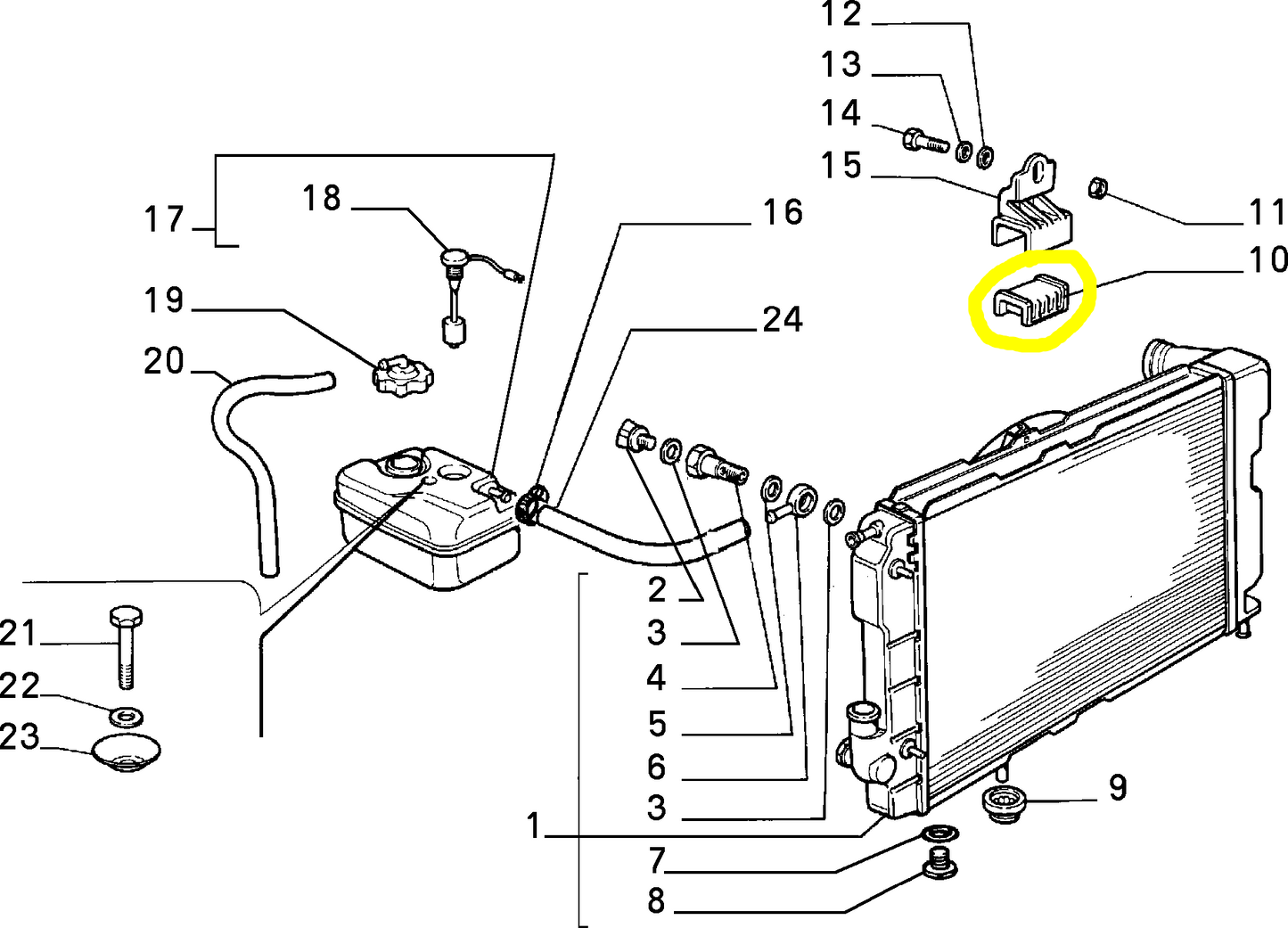Lancia Thema Fiat Croma Radiator Bracket Seal Gasket New Original 82455669 82400267