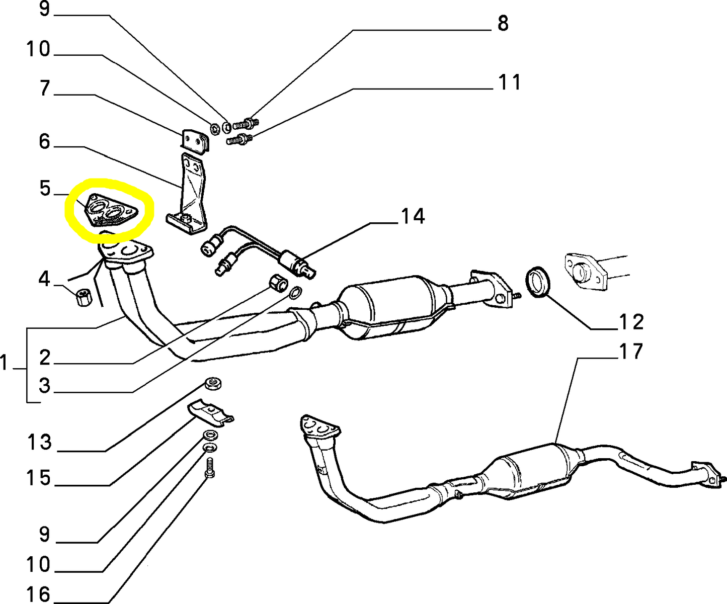 Autobianchi Y10 1100 Guarnizione di Tenuta Tubo Collettore di Scarico Nuova Originale 7669581 46465291