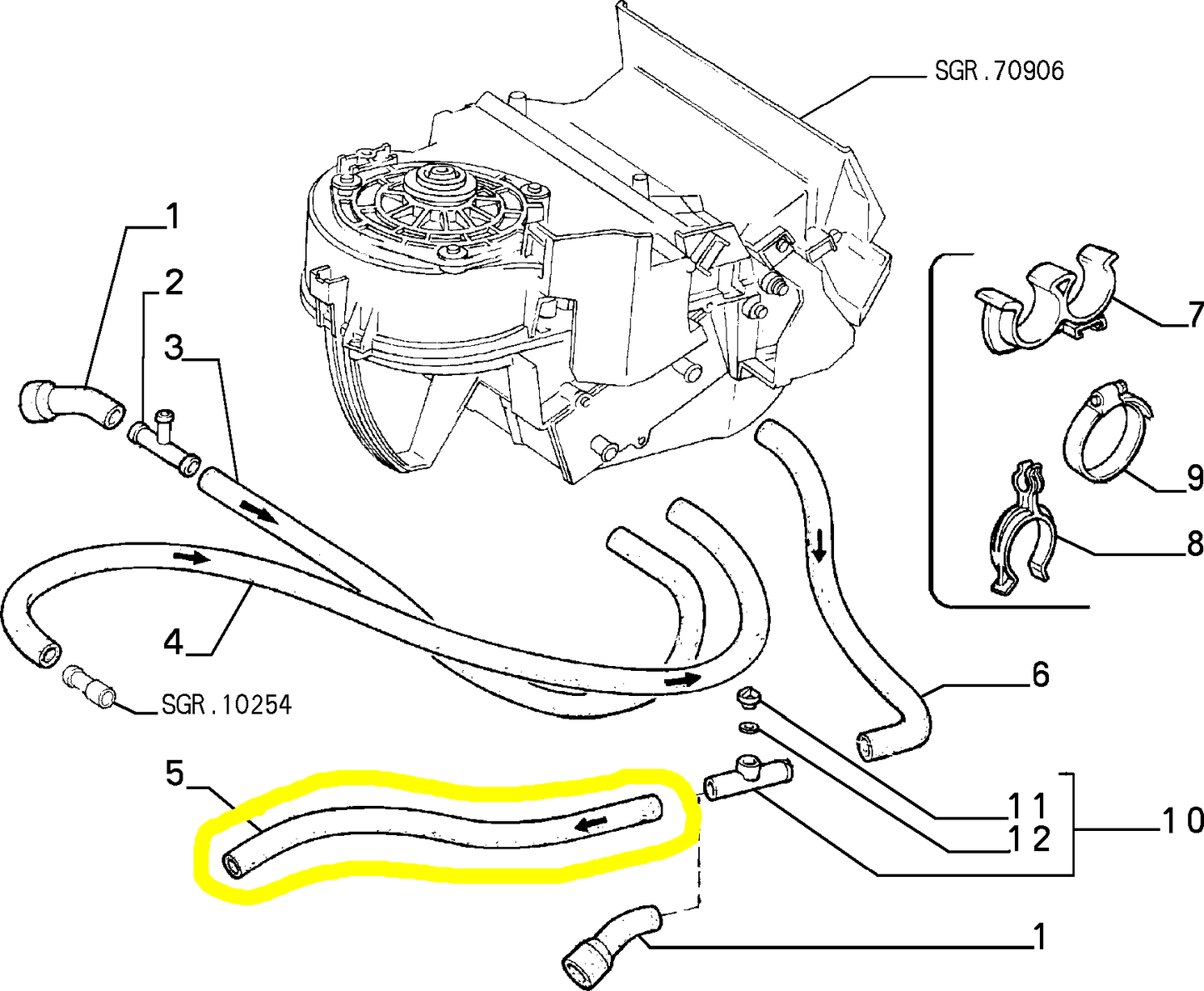 Autobianchi Y10 Fire e Fire LX Tubo Flessibile Riscaldamento Nuovo Originale 7667616