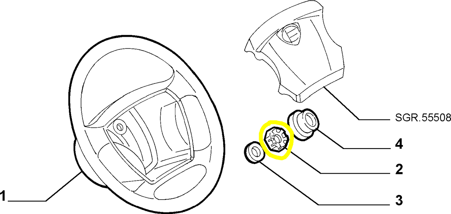 Lancia Thesis Dado Serraggio Volante Nuovo Originale 46411890 60813475