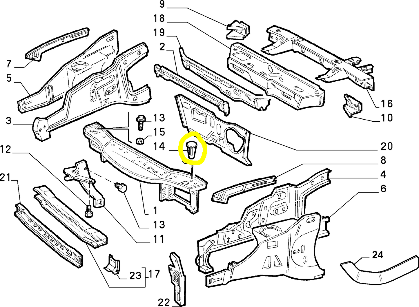 Lancia Delta Boccola Ossatura Frontale Nuova Originale 82476607