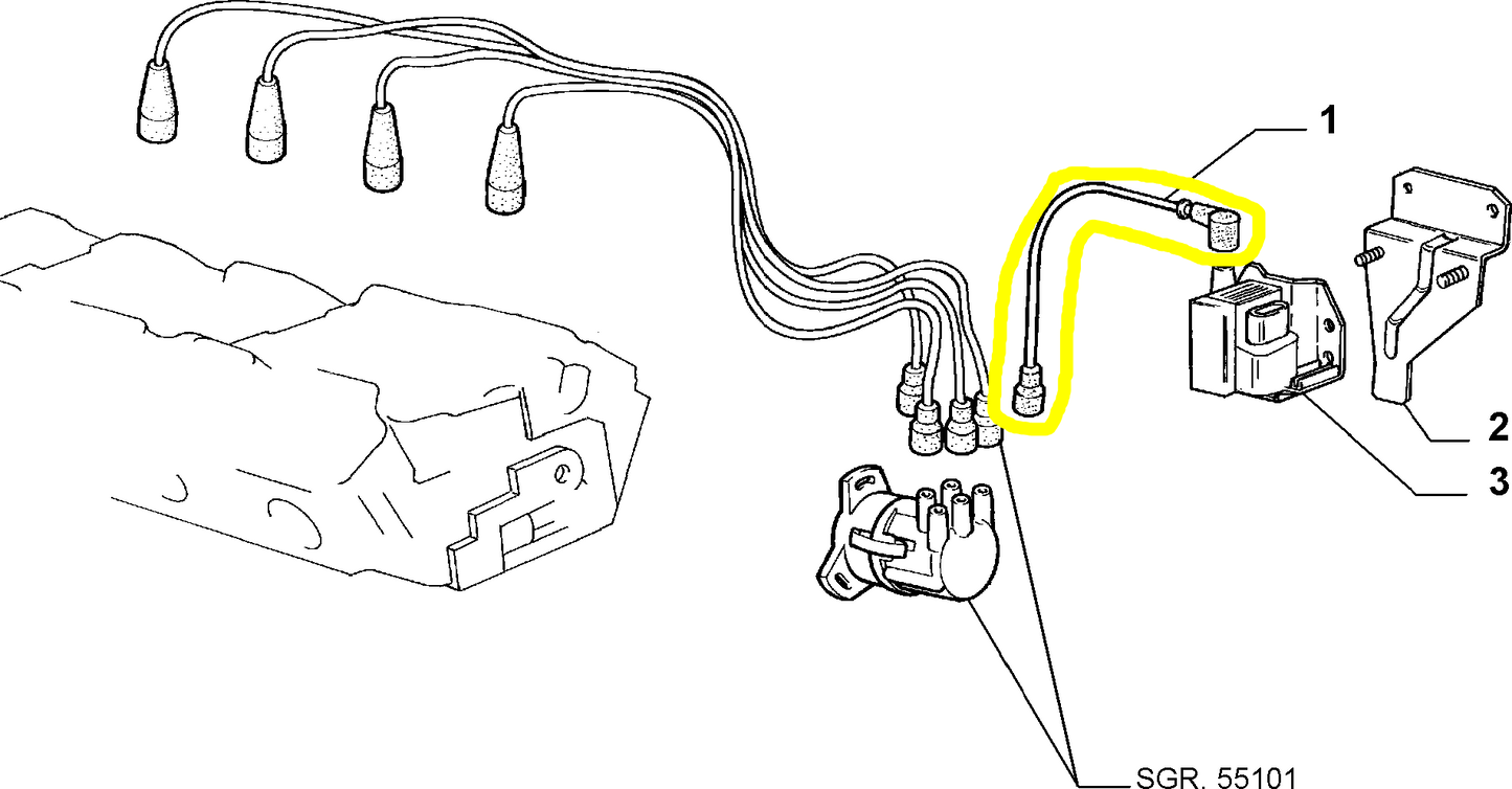 Lancia Dedra 1800 e 2000 Cavo Elettrico Accensione Motore Nuovo Originale 7730973 7694958