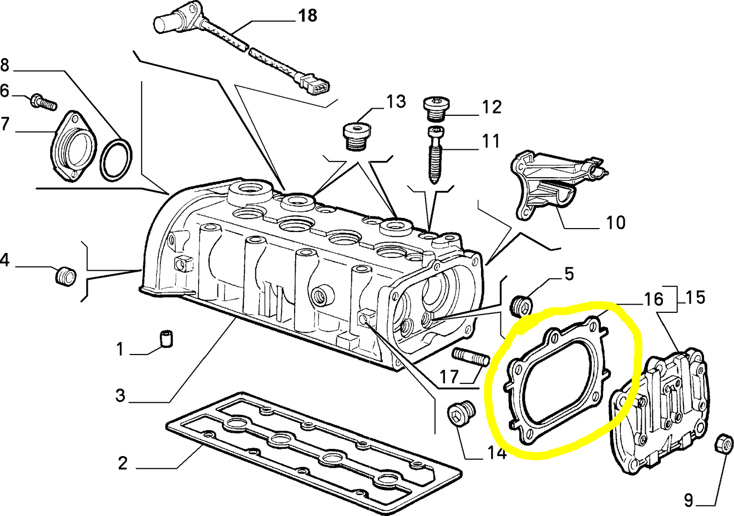 Lancia Y and Ypsilon Cylinder Head Cover Seal Gasket New Original 46459863 46810032