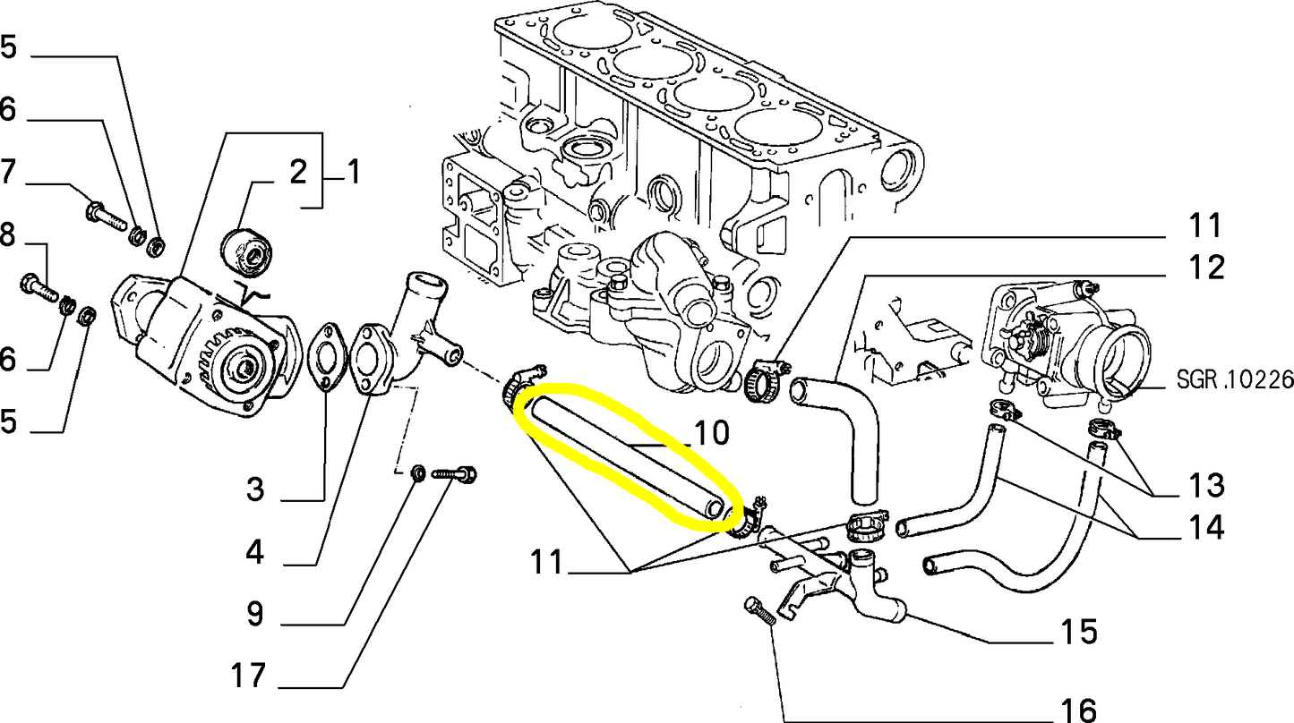 Lancia Thema Fiat Croma Alfa Romeo 164 Tubo Flessibile Pompa Acqua Nuovo Originale 46412077 60814218
