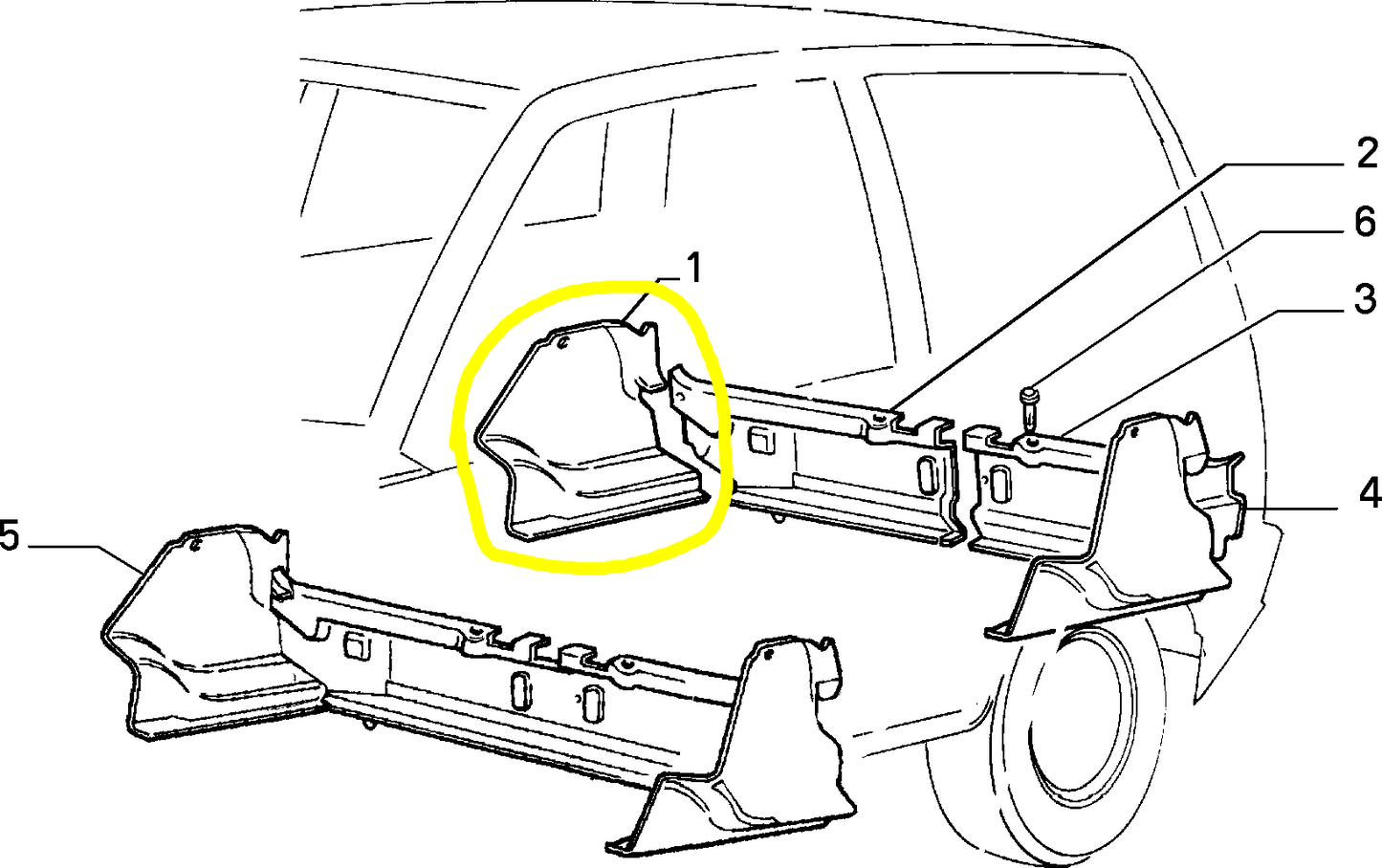 Autobianchi Y10 Fire LX and GT Trunk Left Black Panel New 181414980