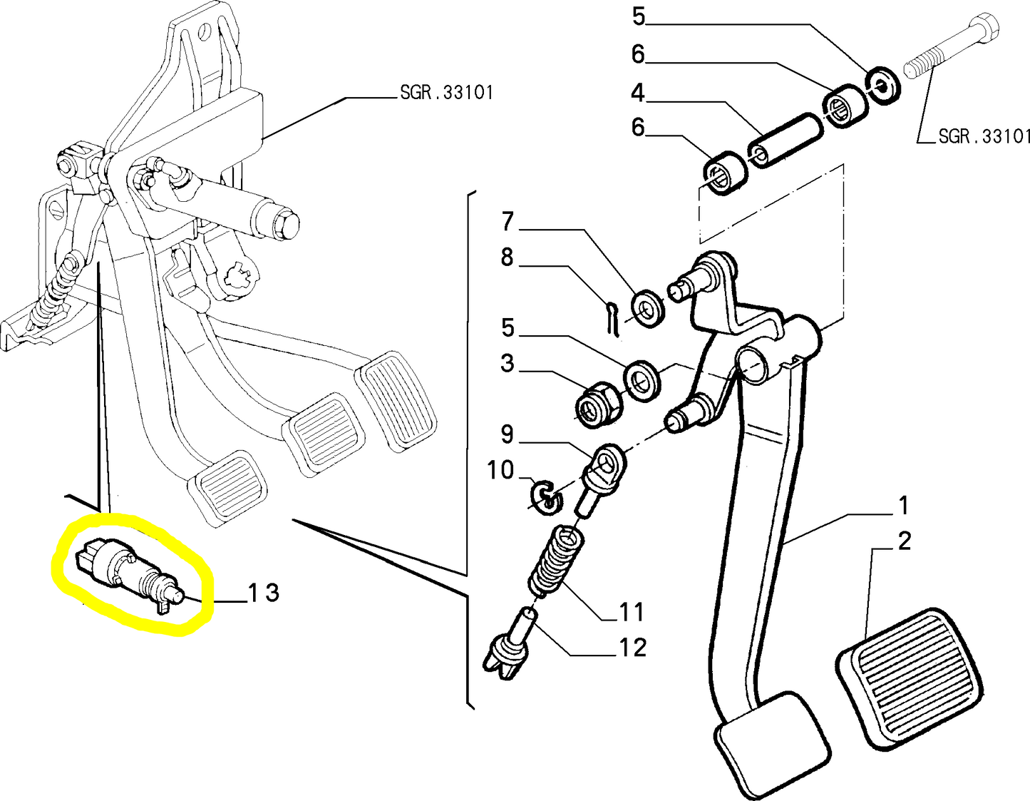 Lancia K Interruttore Pedale Frizione Nuovo Originale 60662905
