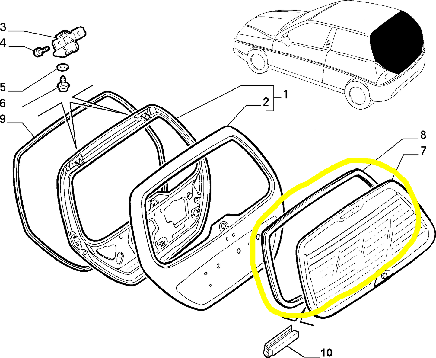 Lancia Y Guarnizione Lunotto Nuova Originale 7792940