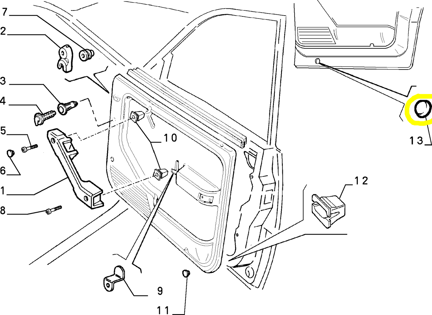Lancia Delta Dedra Tampone in Gomma Pannello Porta Portiera Sportello Anteriore Nuovo Originale 82470308