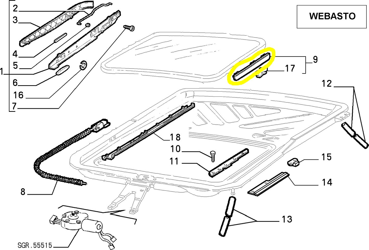 Lancia Delta e Dedra Rivestimento Destro Tetto Apribile Webasto Nuovo Originale 182820480 60809370 - Raggi's Automobilia e Ricambi Auto