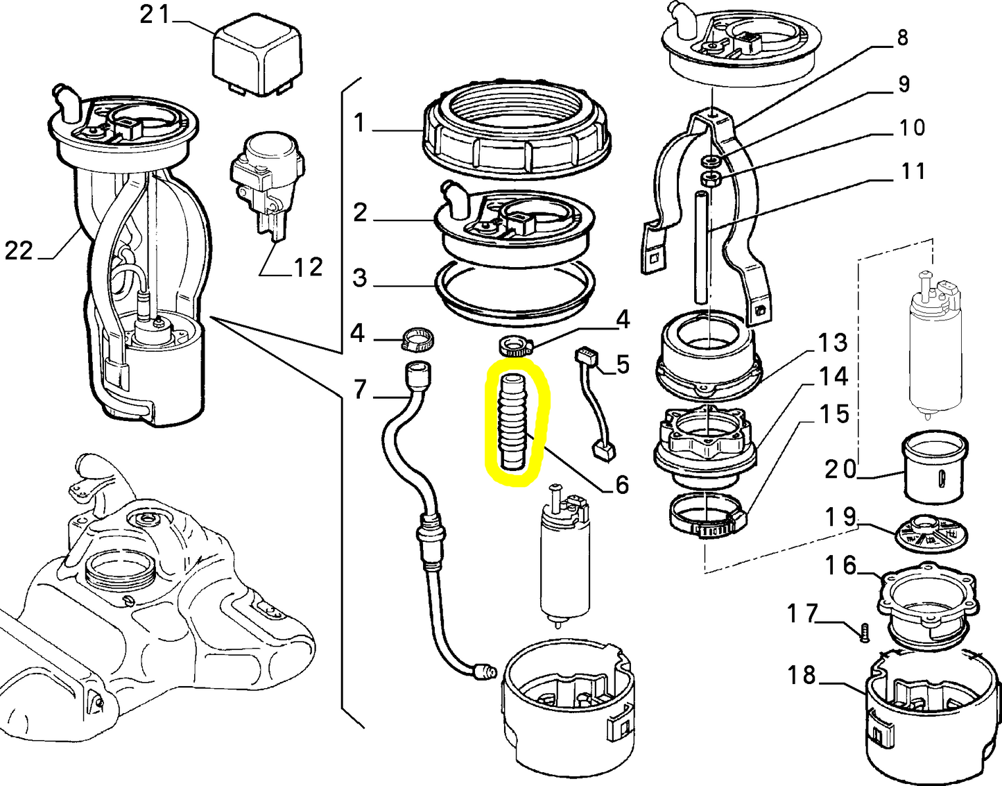 Lancia Dedra 1600 8V Fiat Tempra Tubo Flessibile Pompa Carburante Nuovo Originale 7788695