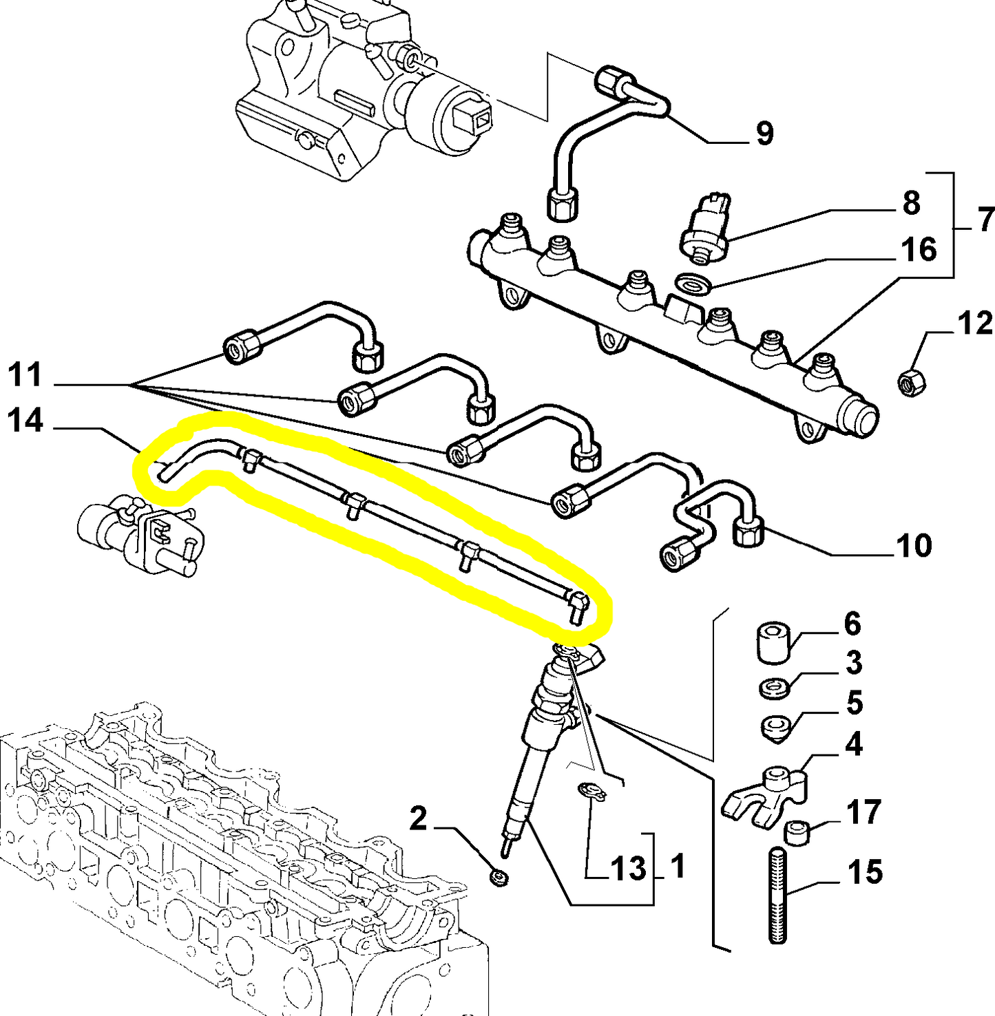 Lancia Thesis JTD Lybra and K Injection System Hose New Original 46471561 60814985
