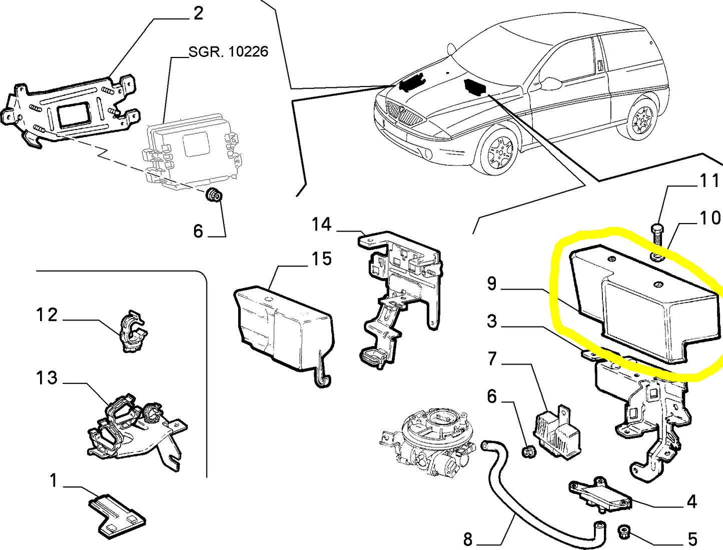 Lancia Y Fiat Punto Riparo Relè Iniezione Nuovo Originale 7741489