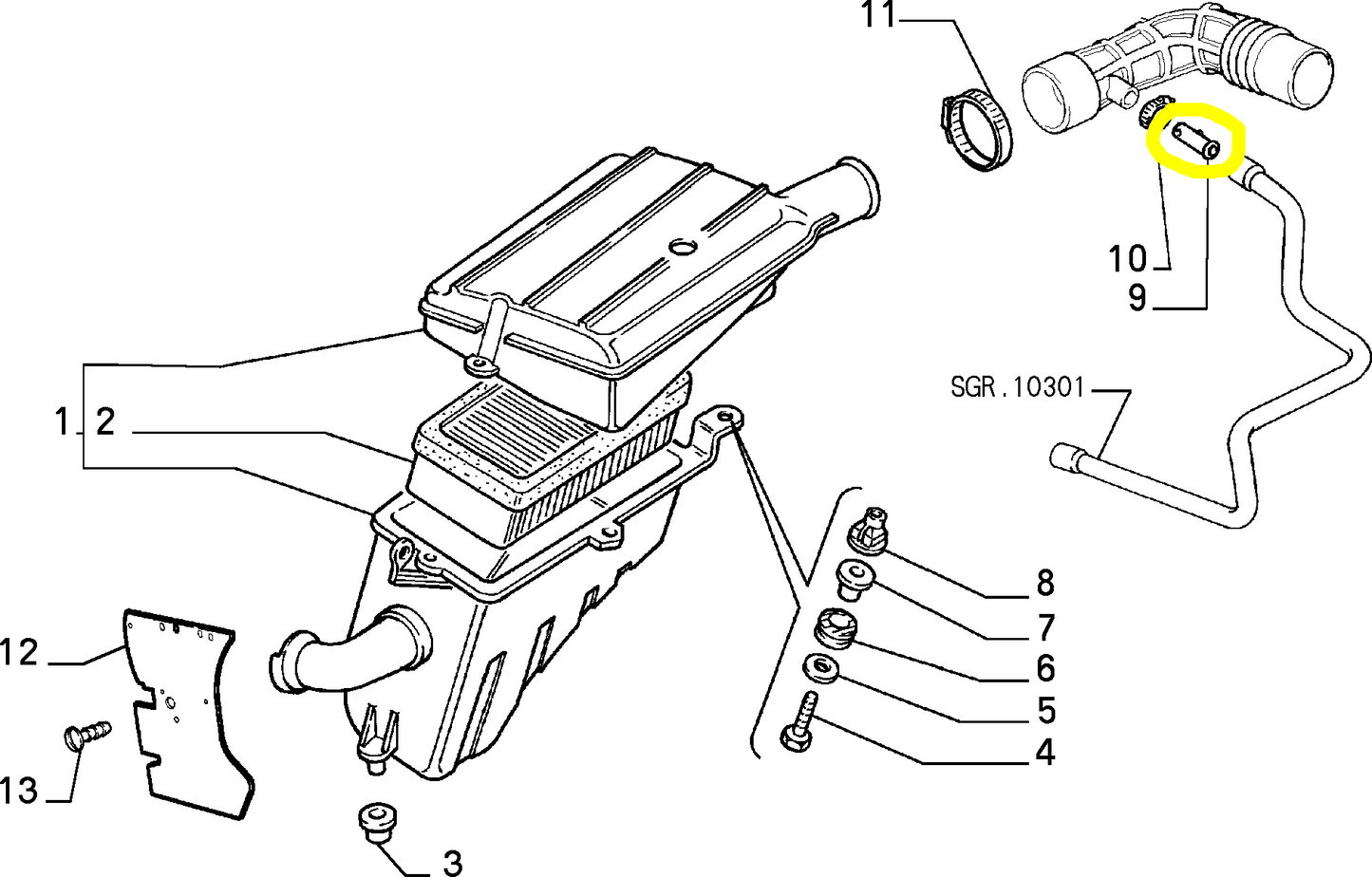 Lancia Delta e Dedra TD Raccordo Manicotto Filtro Aria Nuovo Originale 7650111 7620345