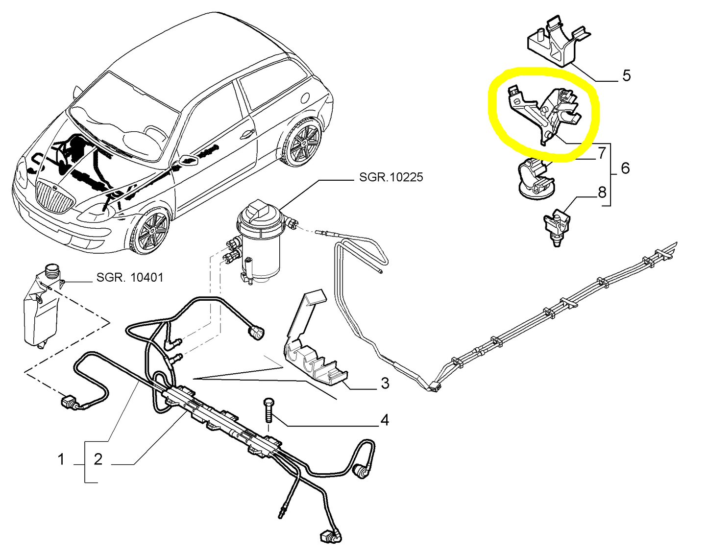 Lancia Ypsilon MJTD Fiat Punto Staffa Tubo Carburante Nuova Originale 51744844 51717275