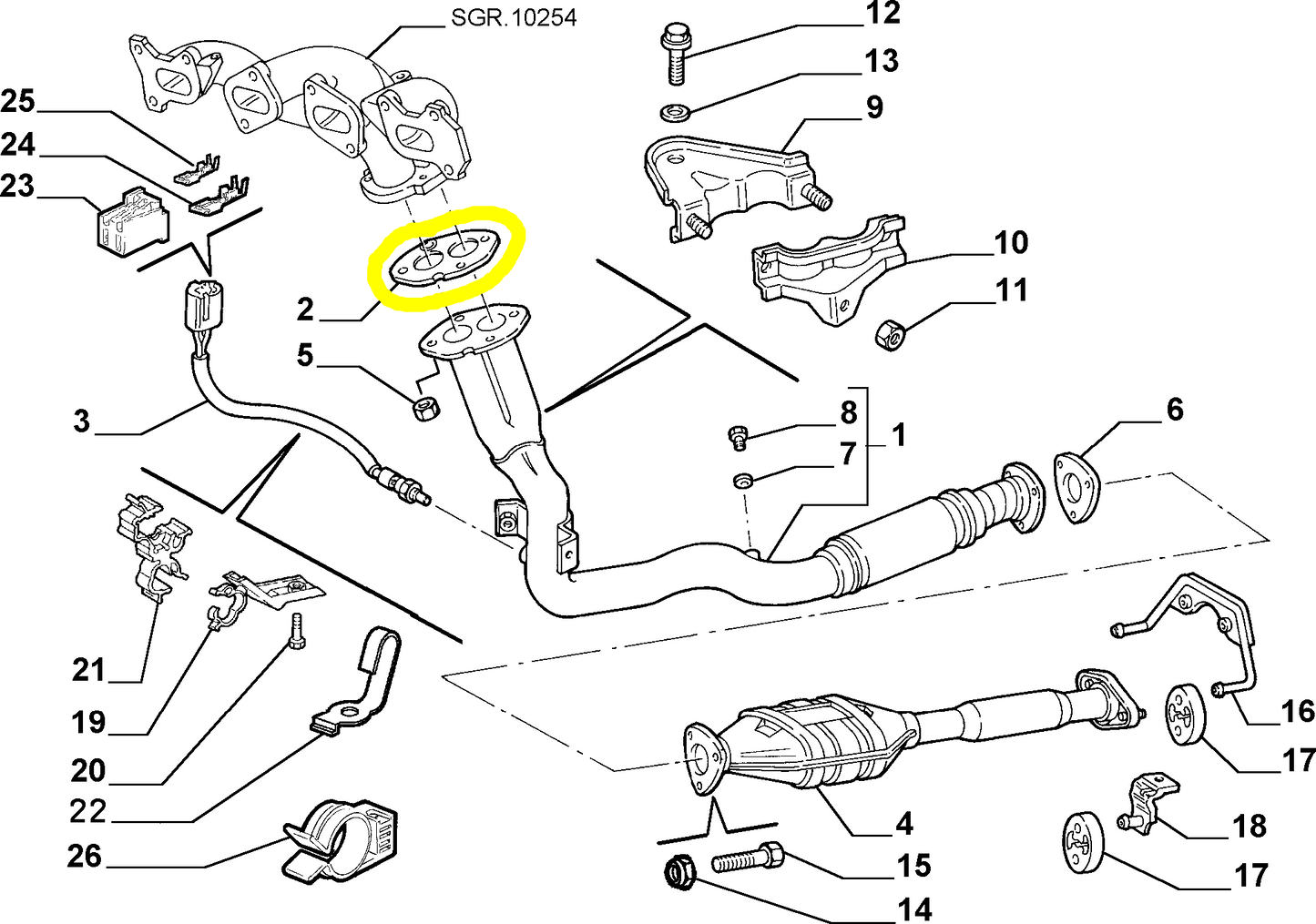 Lancia Delta Dedra e Lybra 1600 16V Guarnizione di Tenuta Tubo Collettore di Scarico Nuova Originale 46737554 46520498