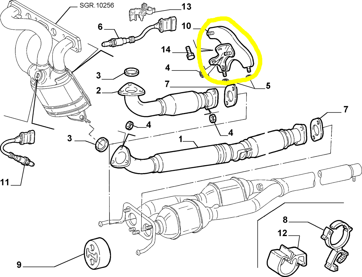 Lancia Thesis V6 Exhaust Manifold Pipe Bracket New Original 55186985 60672325