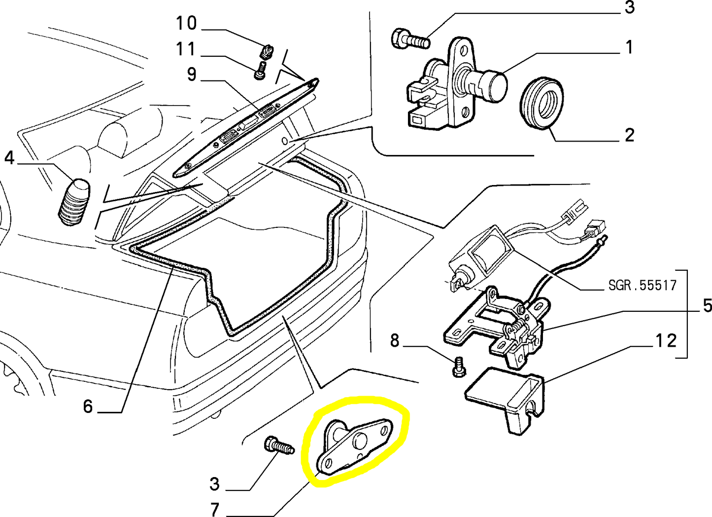 Lancia K Boot Lid Striker Plate New Original 82487413