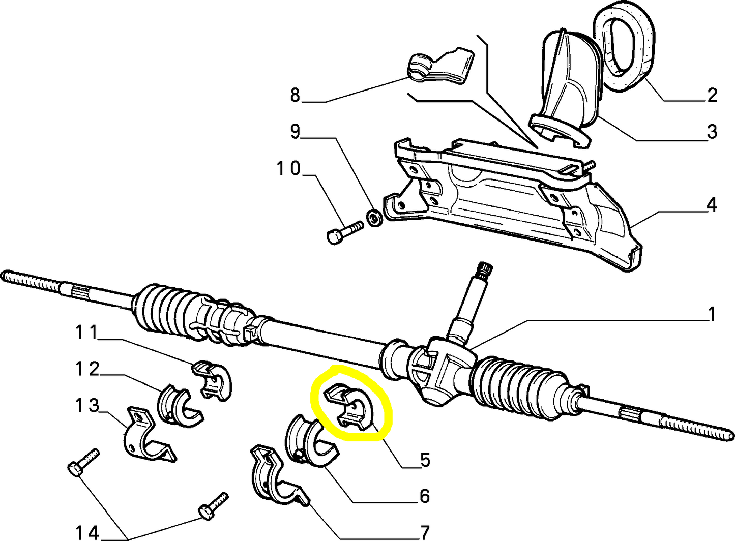 Autobianchi Y10 Tassello Sinistro Scatola Sterzo Nuovo Originale 5996451