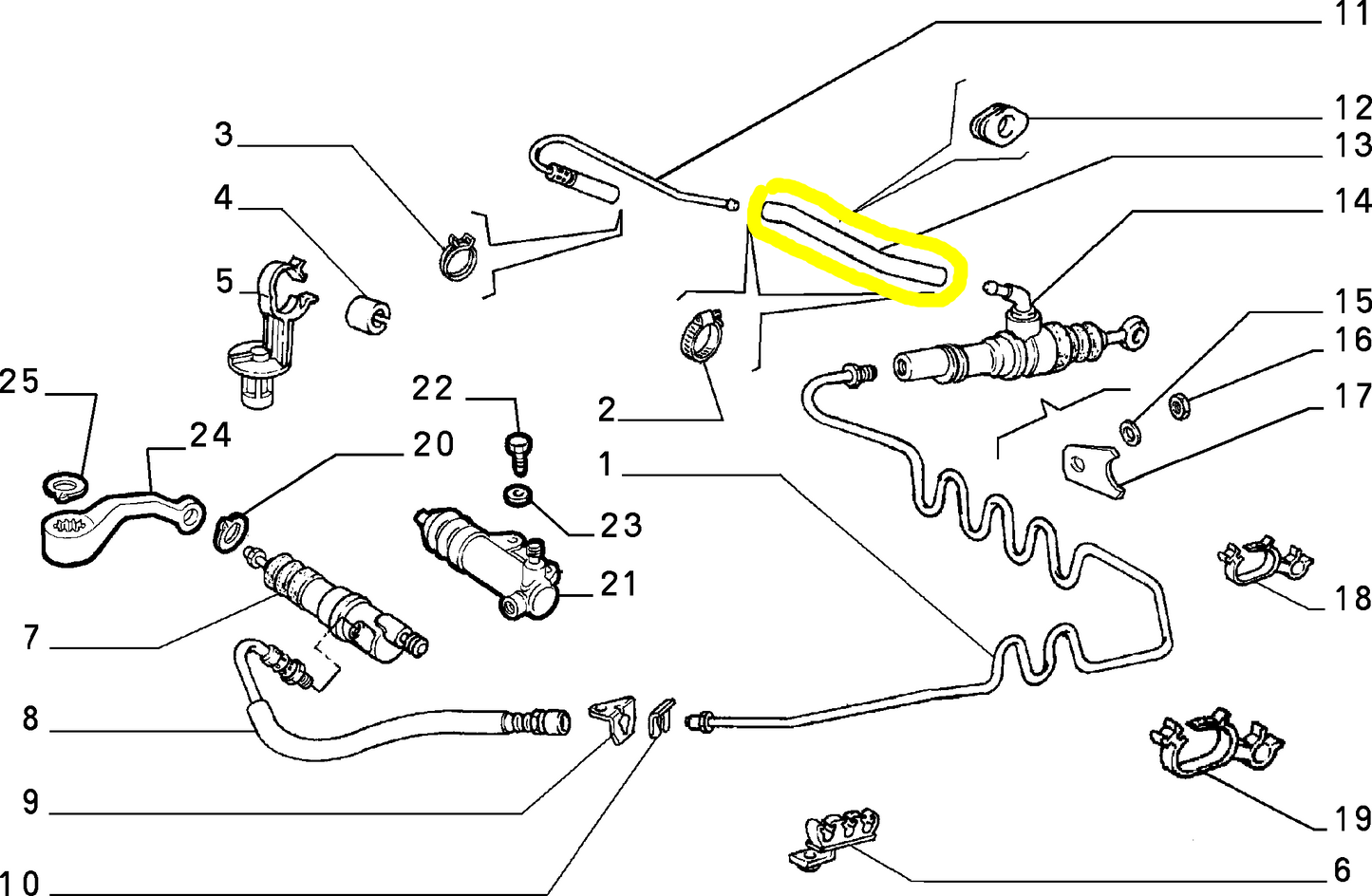 Lancia Dedra Tubo Flessibile Cilindro Frizione Nuovo Originale 7685401 7677169