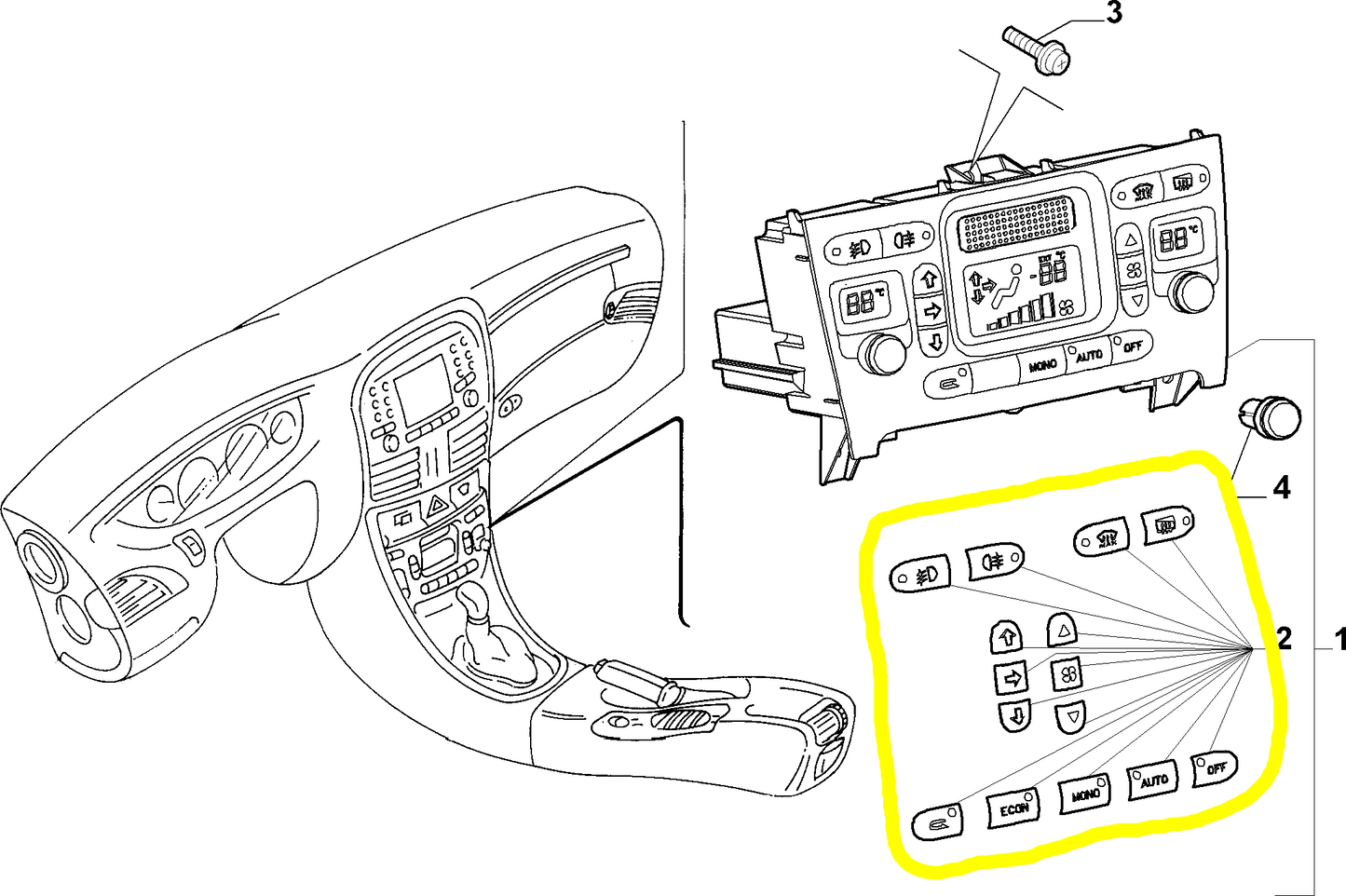 Lancia Lybra Elegance Kit Pulsanti Comandi Climatizzatore Nuovo Originale 71734838