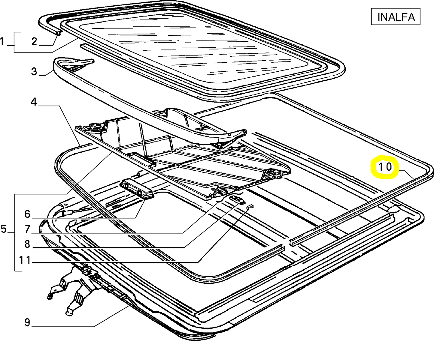 Lancia Dedra Guarnizione di Tenuta Tetto Apribile Inalfa Nuova Originale 7638539 60806773