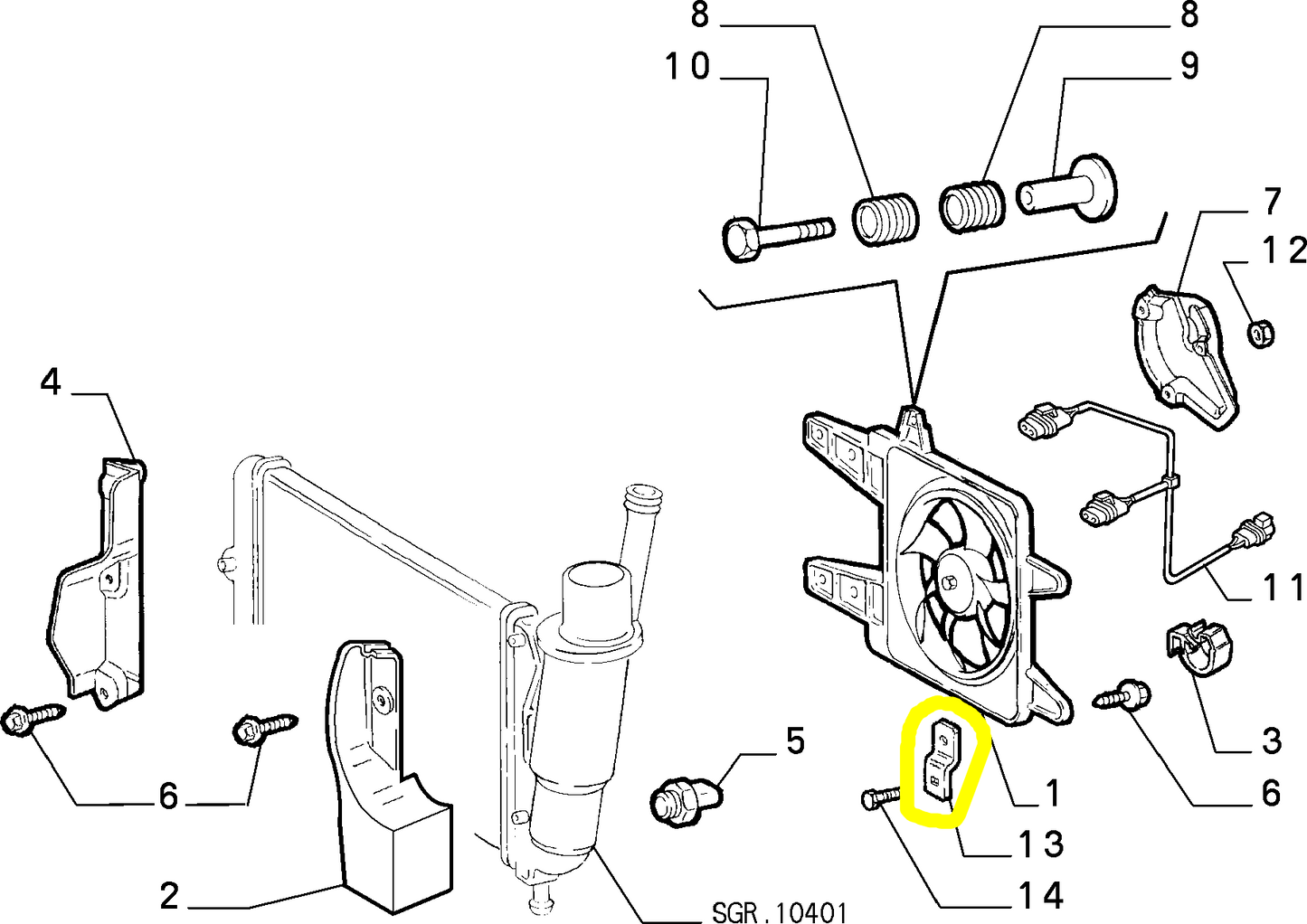 Lancia Y Fiat Punto Staffa Elettroventola Nuova Originale 7741680