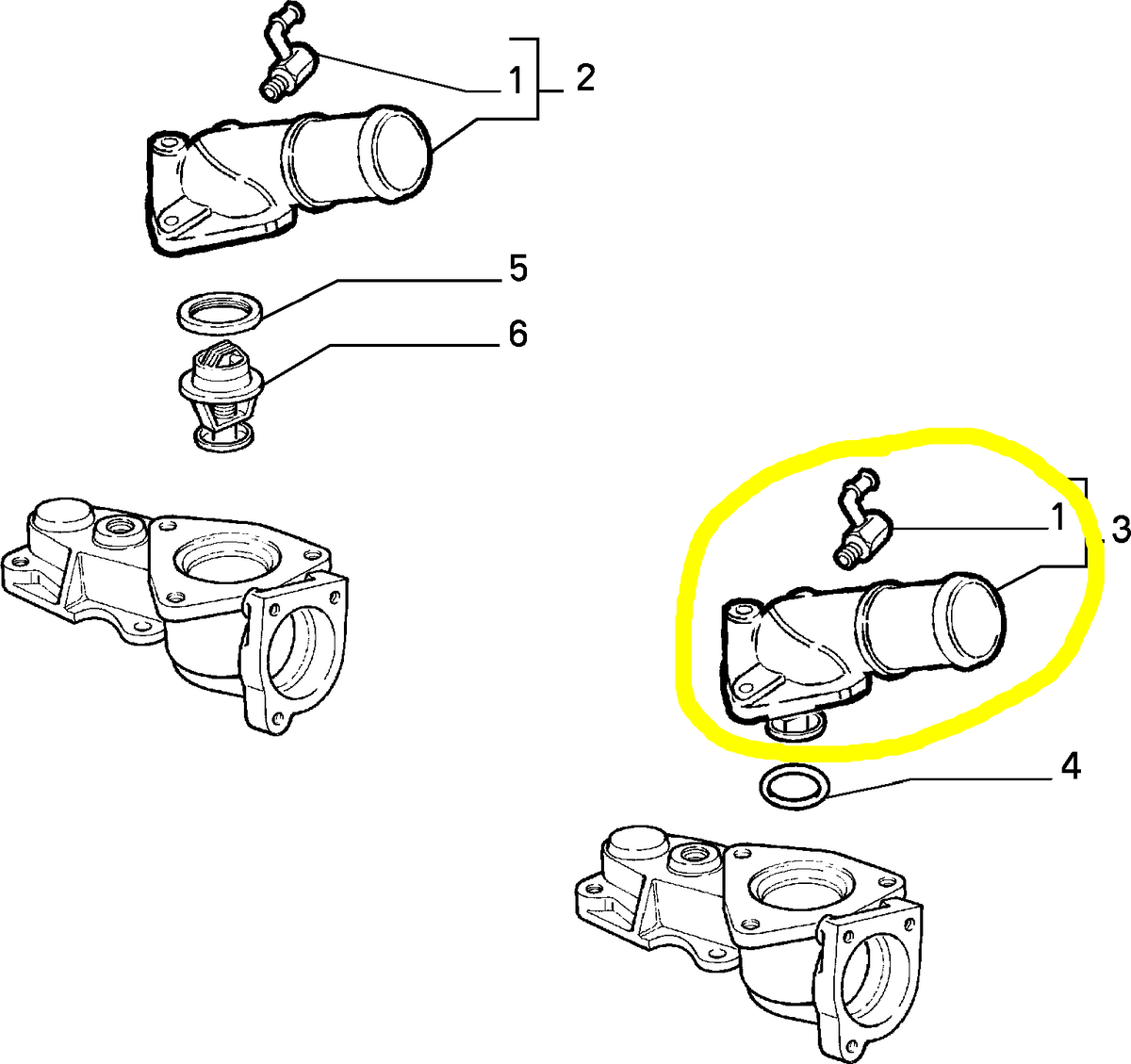 Lancia Dedra 2000 Coperchio Corpo Pompa Acqua con Termostato Integrato Nuovo Originale 7773790 - Raggi's Automobilia e Ricambi Auto