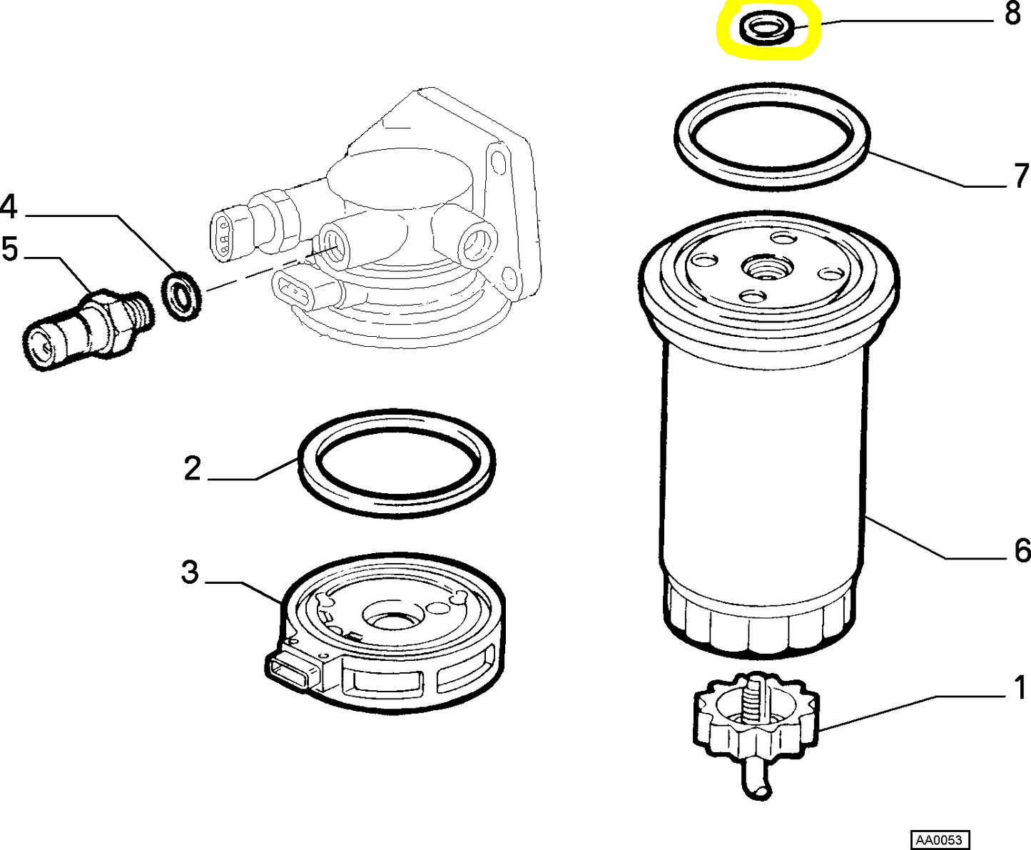 Lancia K D and JTD Fiat Marea TD and JTD Fuel Filter Gasket New Original 9947117