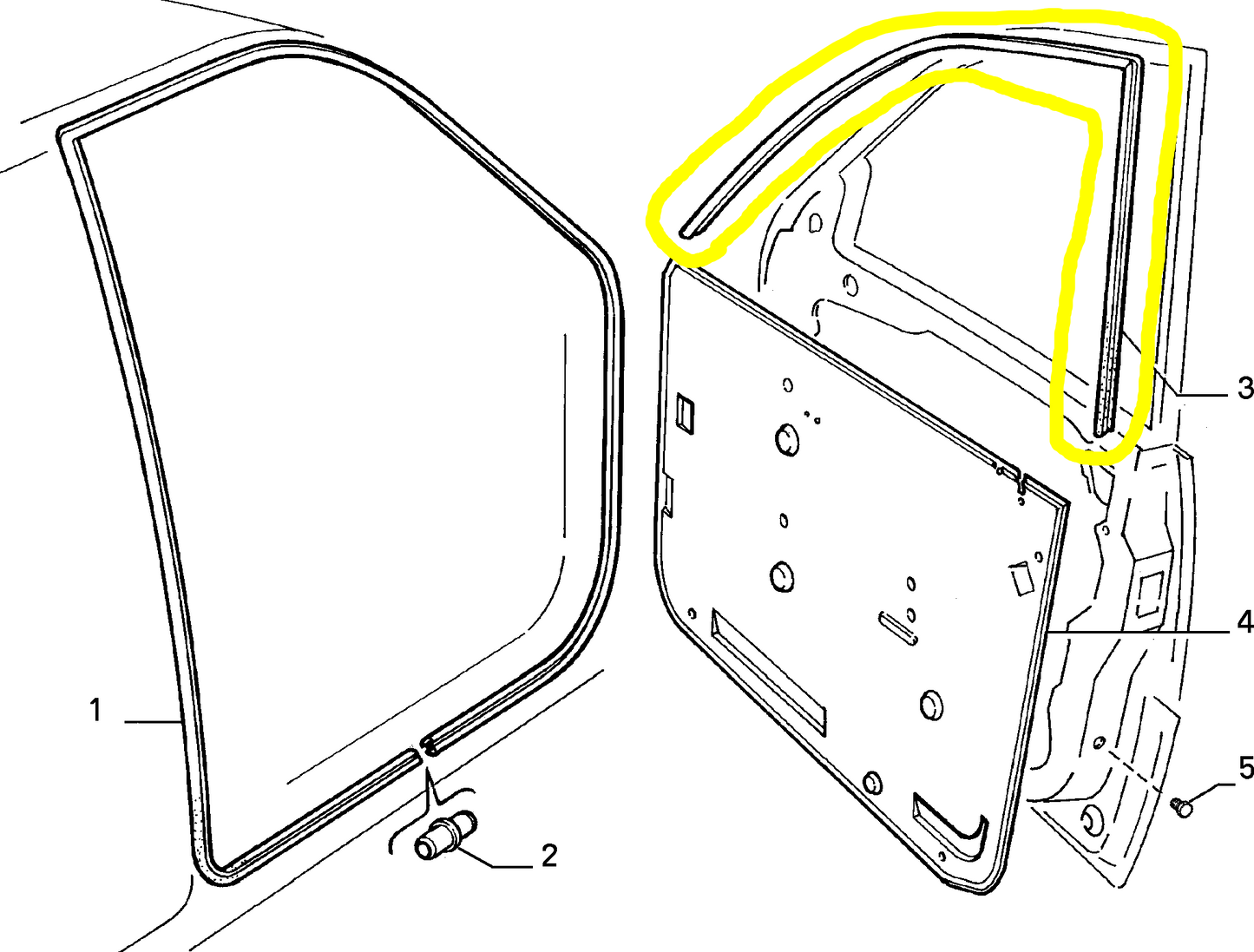 Lancia Dedra Guarnizione Finestrino Anteriore Sinistro Nuova Originale 82485257 82463597