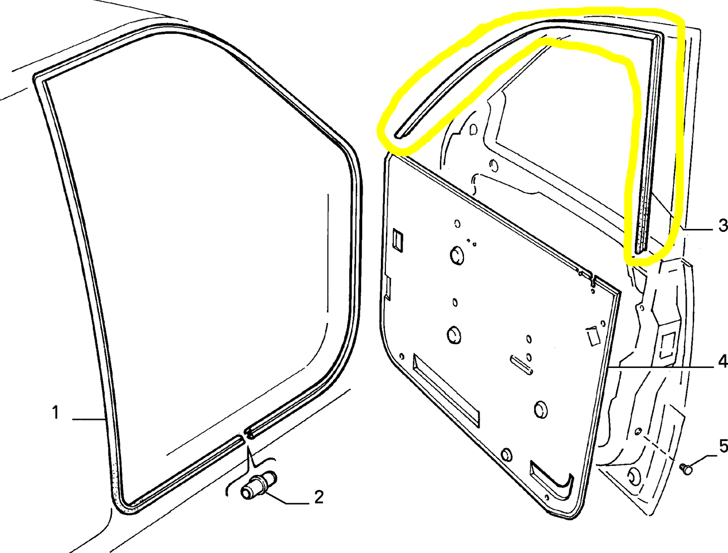 Lancia Dedra Guarnizione Finestrino Anteriore Destro Nuova Originale 82463596 82430600